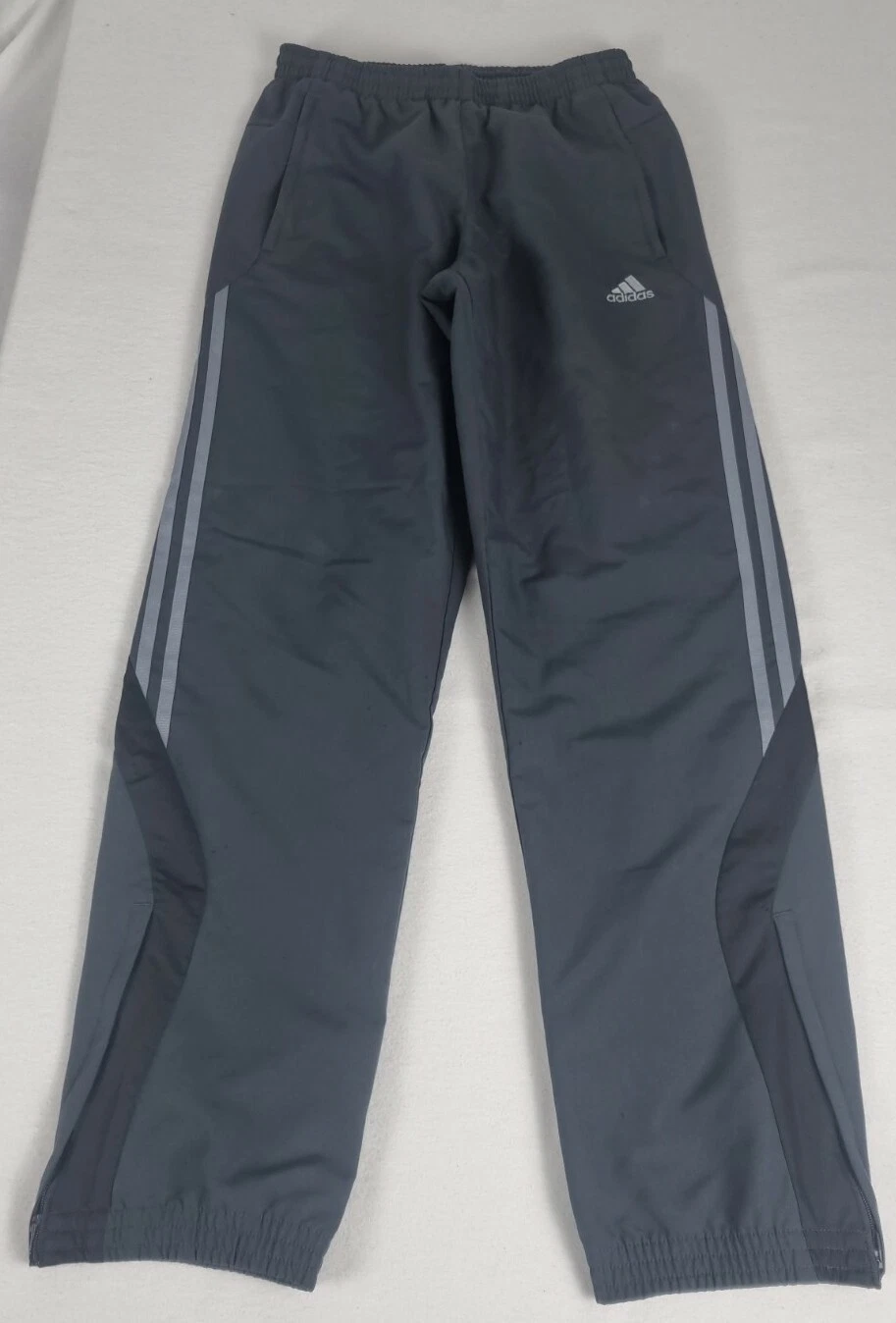 Adidas mens small grey track pants, 3 Stripes, zipped pockets