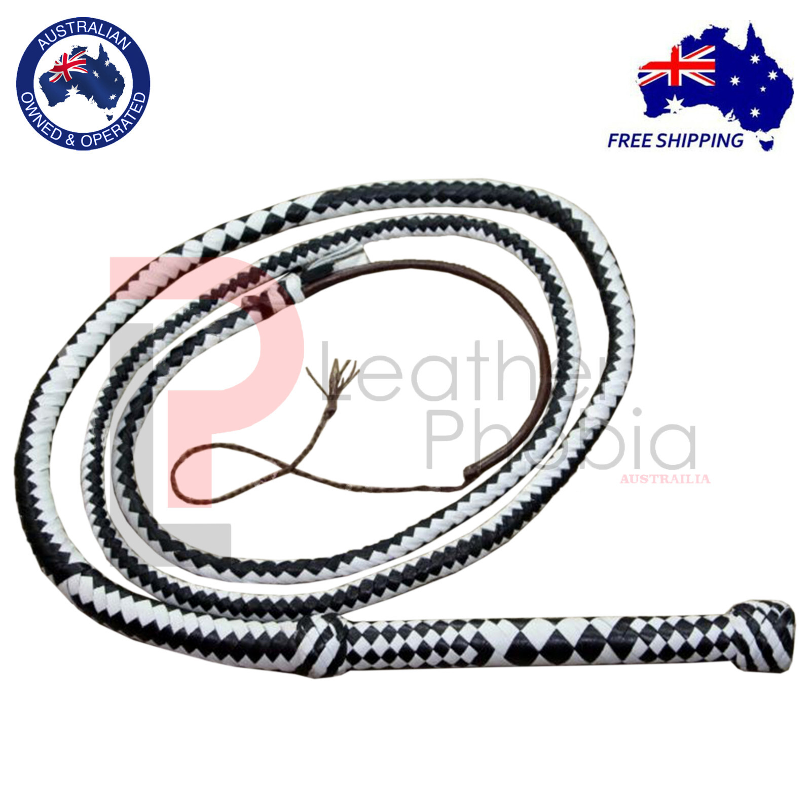 Cuero de vaca genuino de alta resistencia Bullwhip 8 pies de largo 12 trenzas...