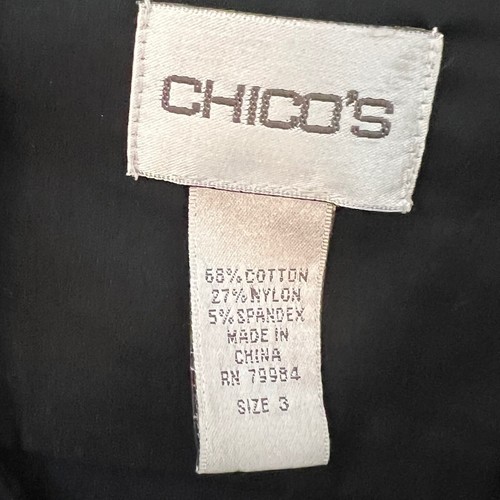 Chicos Womens Blouse Size XL Black Long Sleeve Button Up Collared Bling Bodice - Bild 4 von 5