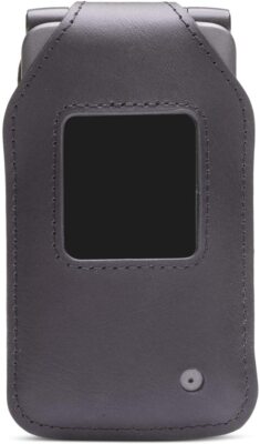 Fitted Leather Case with Belt Clip for Kazuna / Freetel Verizon eTalk Flip Phone