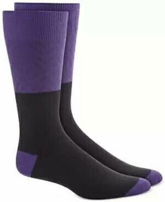 Alfani Men's Colorblocked Textured Diamond Socks Purple Size 10-13