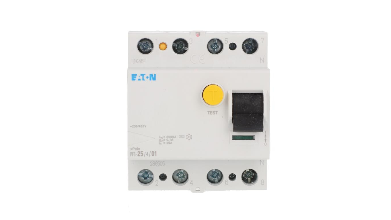 Residual current circuit breaker 4P 25A 0.1A type AC PF6-25/4/01 286505 /T2UK