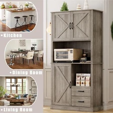 71" Kitchen Pantry Cabinet Freestanding Wood Hutch Storage Cabinet with Drawers