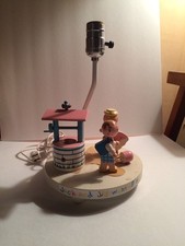 Vintage 1960 Nursery Lamp Wooden Painted Jack And Jill