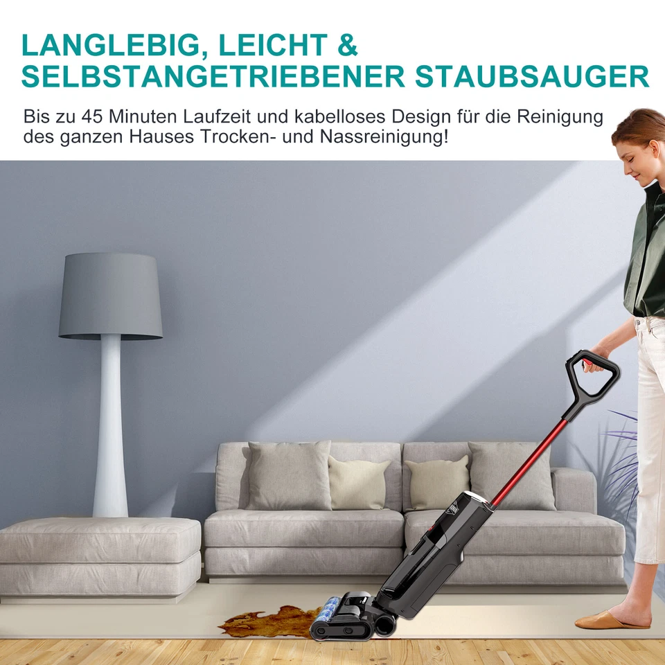 Nass- & Trockensauger 3in1 kabelloser selbstreinigender Staubsauger Selbstfahren - Bild 3 von 4