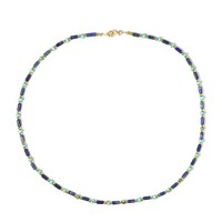 Cavill Sterlingsilber Halskette Blau Magnesit Lapislazuli Gold HäMatit 58,12Ct