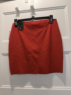 Boom Boom Jeans Red Bandage Skirt Medium Platinum Ponte Bodycon Zip NWT
