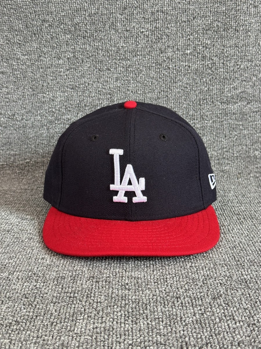 New Era LA Dodgers 59FIFTY Fitted Hat Black Red Size 7 MLB Cap