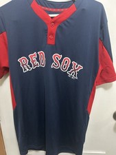 Boston Red Sox Majestic Cool Base 2-button jersey in navy and red. Perkins #22