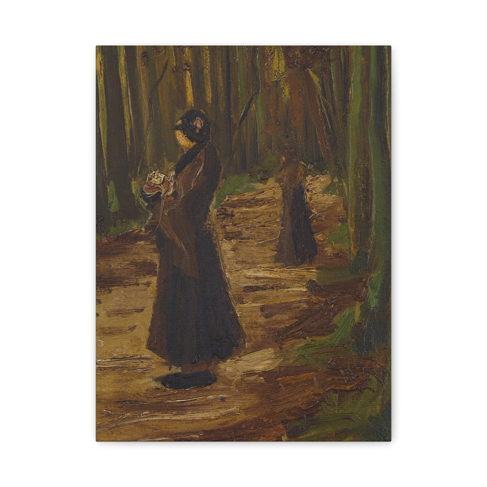 Two Women in the Woods 1882 Vincent Van Gogh Fine Art Canvas Earth Tones