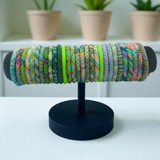 Seed Bead Bracelet Set 6pc Random Mix Nepal Boho Roll-On Glass-GARDEN HUES