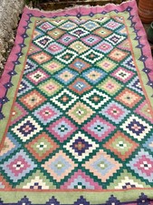 Extra Large pastel wool Kililm Rug Aztec 105 by 67 inches