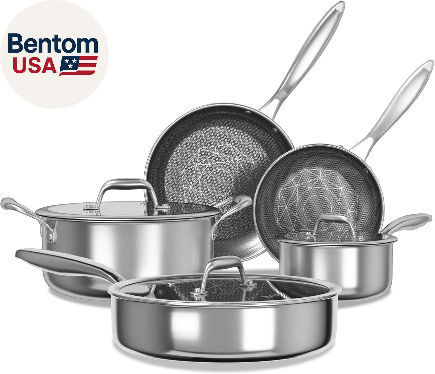 Stainless Steel Cookware Set, Pots and Pans Set Non Stick, Frying Pans, Saucepan
