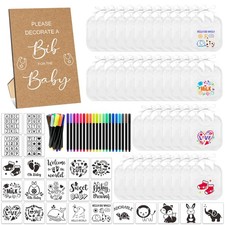 95 PCS DIY Baby Bibs Decorating Kit 50 Bibs 24 Stencils 20 Markers