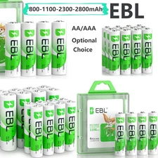 EBL AA AAA Rechargeable Batteries Ni-Mh 2800mAh 2300mAh 1100mAh 800mAh + Box Lot