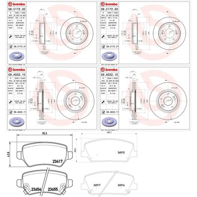brembo BREMSSCHEIBEN + BELÄGE VORNE + HINTEN passend für KIA PRO / CEED JD