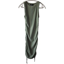 Lulus S Over and Over Drawstring Ruched Ribbed Bodycon Midi Dress Sleeveless
