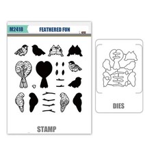 FEATHERED FUN Stamps Metal Cutting Dies DIY Scrapbooking Card Making Album