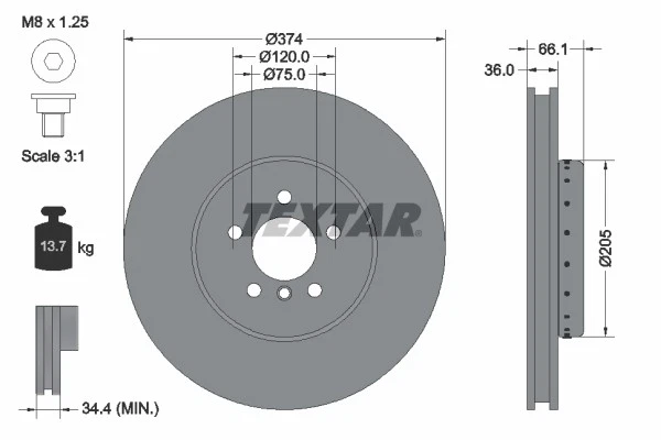 2x BRAKE DISC 92266125 FOR BMW 7/F01/F02/F03/F04/Gran/Turismo N57D30C N55B30 - Image 2 of 4