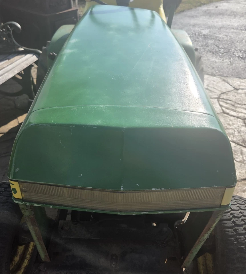 John Deere 200 Series Garden Tractor Hood & Supports. Working Headlights. Nice! - Image 2 of 4