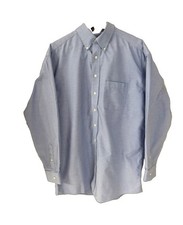 Gold Label Roundtree  Yorke Mens 16/35 Dress Shirt Blue Check Non-Iron Oxford
