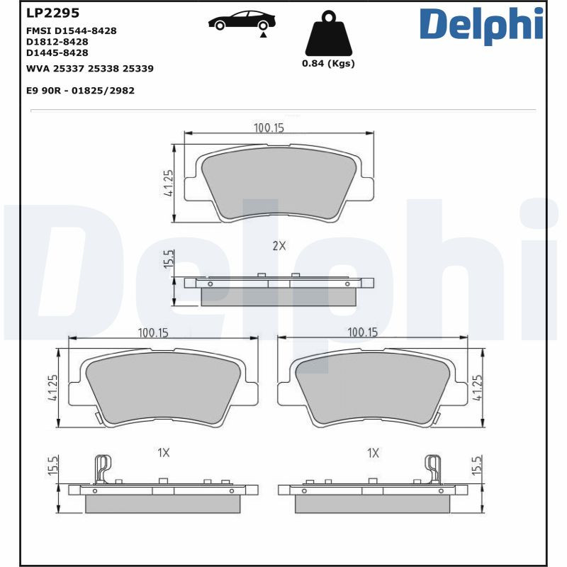 Plaquettes de frein DELPHI LP2295 à faible usure pour KIA XCEED