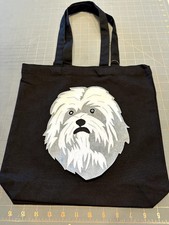 Adorable Artisan Crafted Appliqu  Dog Tote Bag   Customizable Canvas Bag Color