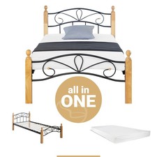 Bett 90x200 mit Lattenrost und Matratze Einzelbett Massiv Metallbett Homestyle4u