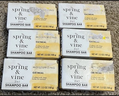 Spring & Vine 2 In 1 Shampoo Bar Moisturizing Oatmeal Lot Of 6
