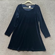Vintage NICTES Blue Velvet Long Sleeve A-Line Mini Dress Womens Large Whimsigoth