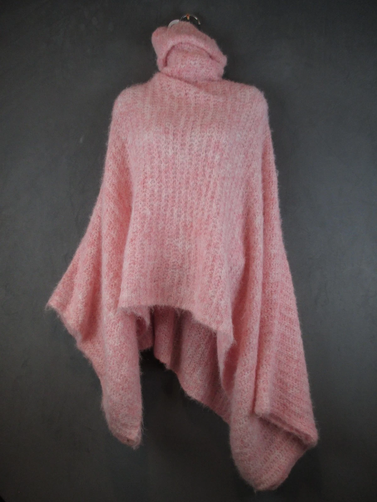 Anthropologie Cape Sweater Womens One Size Pink Cowl Neck Poncho Knit Oversized