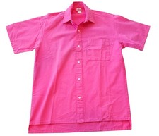 Vintage Sundek Sample Shirt Medium Hot Pink Neon Button Up Made in USA Surf M