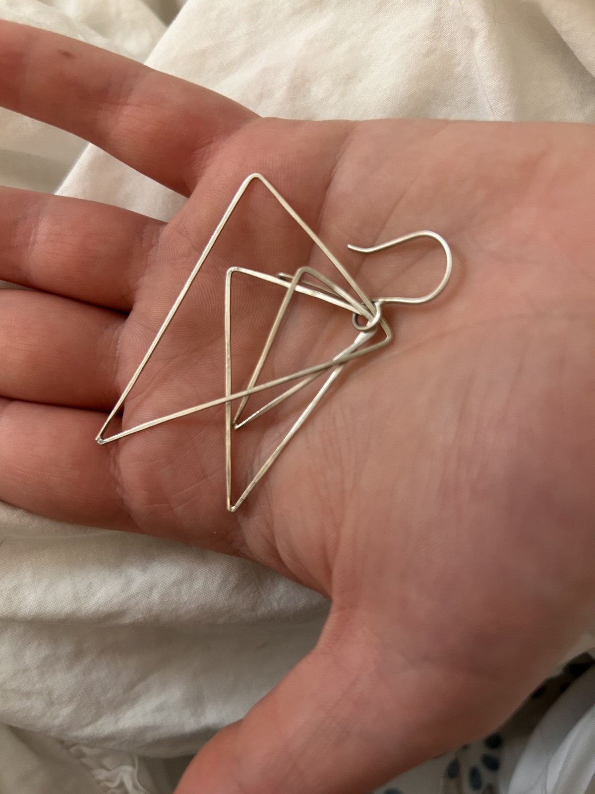 Large Silver Triangle Dangle Earrings Modern Scul… - image 16