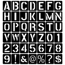 42 Pcs 3 Inch Alphabet Letter Stencils Symbol Numbers 3 inchBlack, Black
