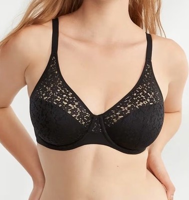CHANTELLE Norah Seamless Comfort Bra Size 34DDD Black 