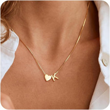 Initial Necklace for Women Trendy, 14K Gold Plated A-Z Letter Necklace Dainty He