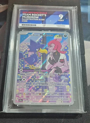 MINT IR Pokémon TCG Team Rocket's Murkrow Destined Rivals Ace 9 200/182