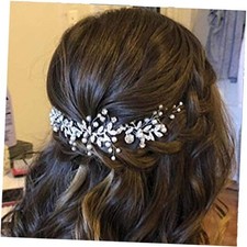 Bridal Crystal Headband Rhinestone Hair Vine Pearls Wedding Hair Silver
