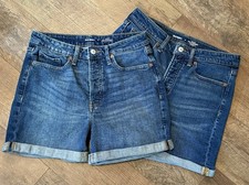 OLD NAVY OG Straight Med.Wash High Rise Cuffed Shorts-2 Pairs-Size 8 EUC 