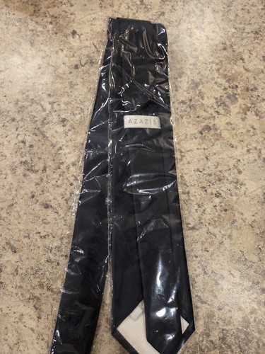 Men’s Azazie Steel Blue Satin Skinny Groomsman Wedding Tie Express 62" Dark Navy - Picture 5 of 5
