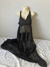 Vintage LORRAINE Black Nylon see the picture Gown Long Lace M