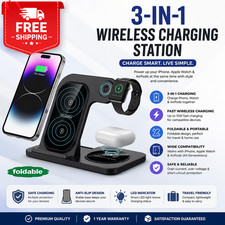 3-in1 Foldable Wireless Charging Station Stand Pad for iPhone Apple Watch AirPod