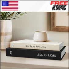 Fake Books Storage Box for Minimalist Decorative Set of 2 Linen Coffee Table Box