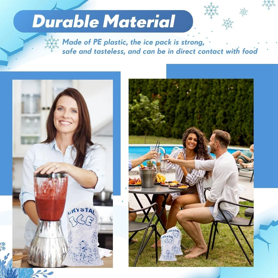 100/200x Drawstring Ice Bags Clear Plastic 8/10 lb Reusable Durable Party Bag AU - image 4 of 4