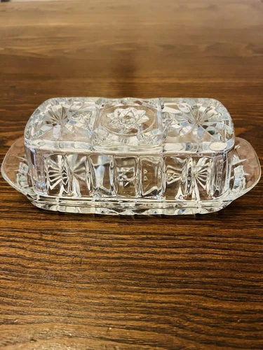 Vintage Anchor Hocking Covered Butter Dish Star Of David EAPG Prescut