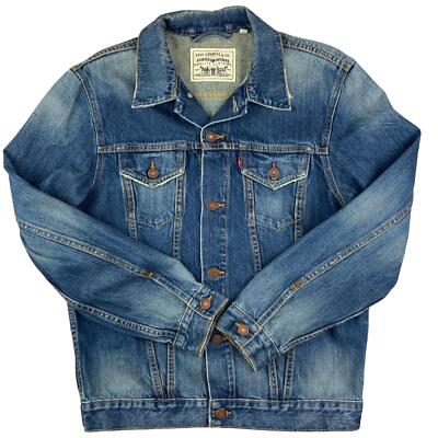 VINTAGE LEVIS RED TAB TYPE 3 TRUCKER JEANSJACKE SUPER GETRAGEN SMALL