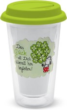 Sheepworld - 44898 - Glasbecher mit Silikondeckel, Glück, 350ml