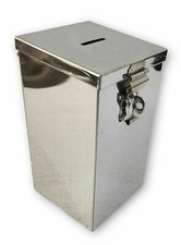 Stainless Steel Long Donation Coin Box Gullak Money Piggy Bank Coin Free Ship