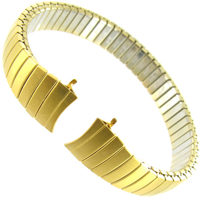 9mm Speidel Curved End Twist-O-Flex Gold Tone Stainless Steel Watch Band BOGO!