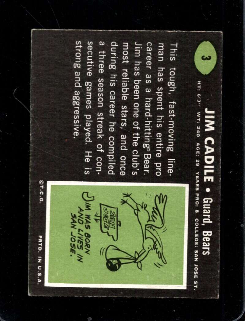 1969 TOPPS #3 JIM CADILE EX BEARS *X67661